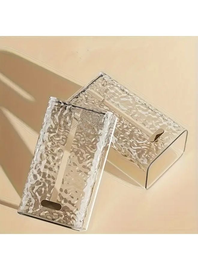 حامل علبة المناديل الشفاف الأبيض ذو الخطاف الذهبي المثبت على الحائط بدون حفر منظف الحمام وغرفة المعيشة. - Image 2